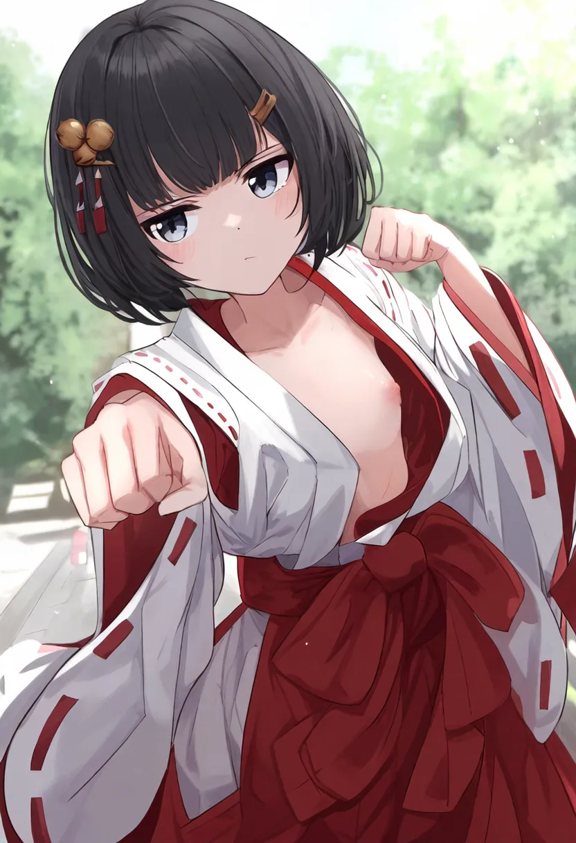 トップレス巫女さん