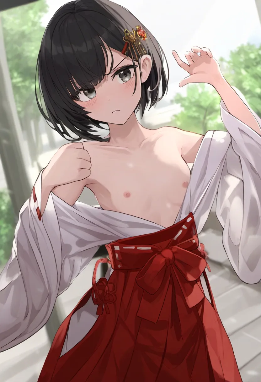 トップレス巫女さん