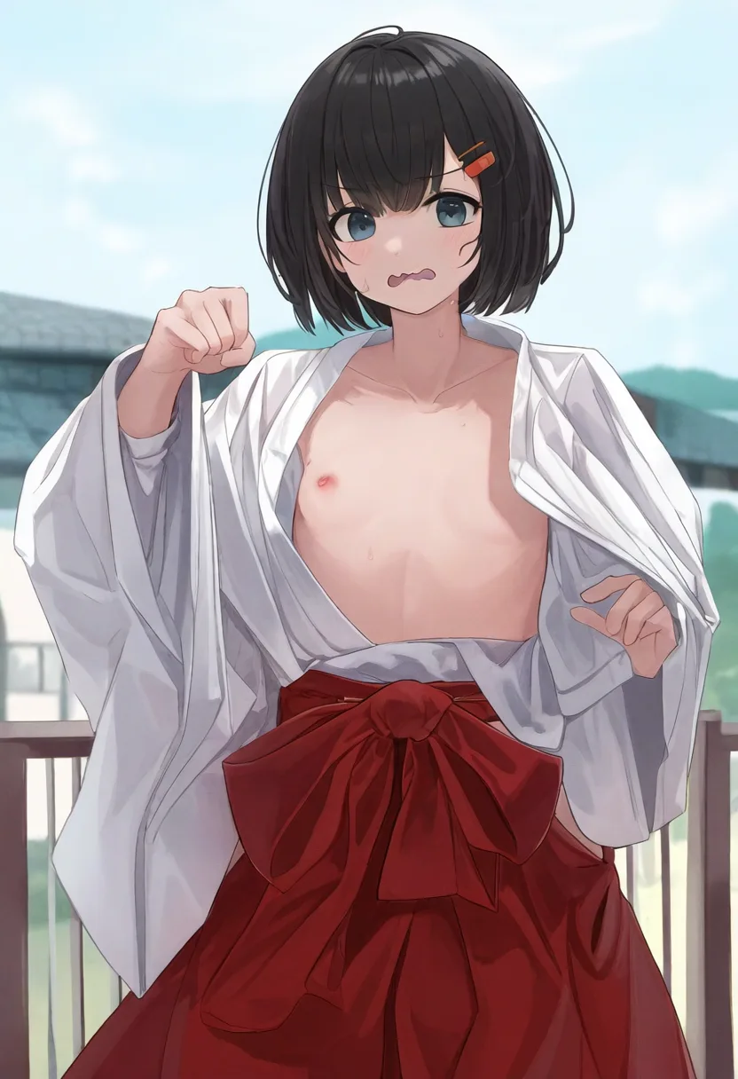 トップレス巫女さん
