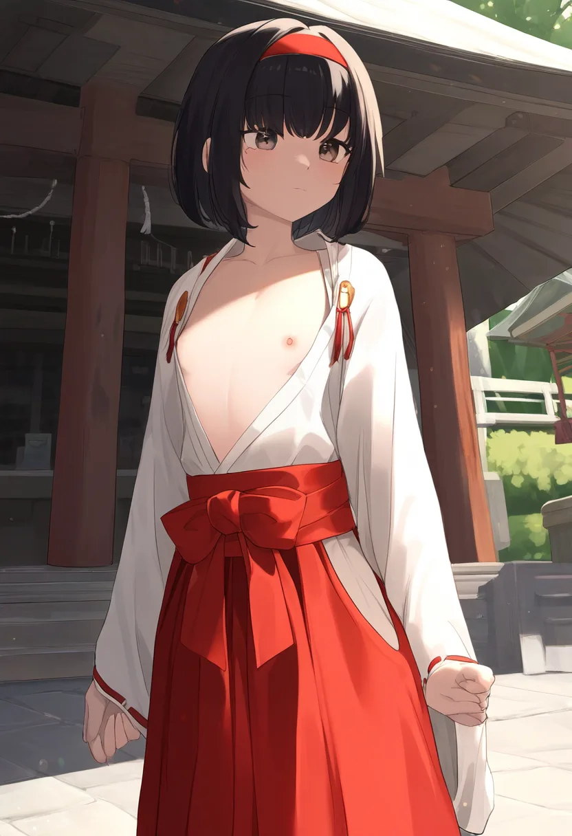 トップレス巫女さん