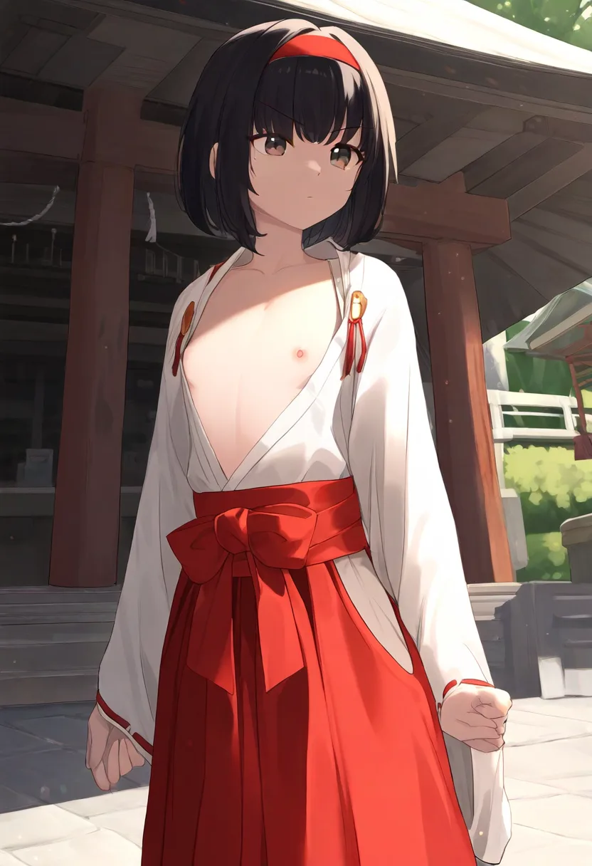 トップレス巫女さん