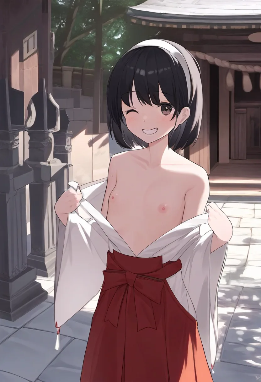 トップレス巫女さん