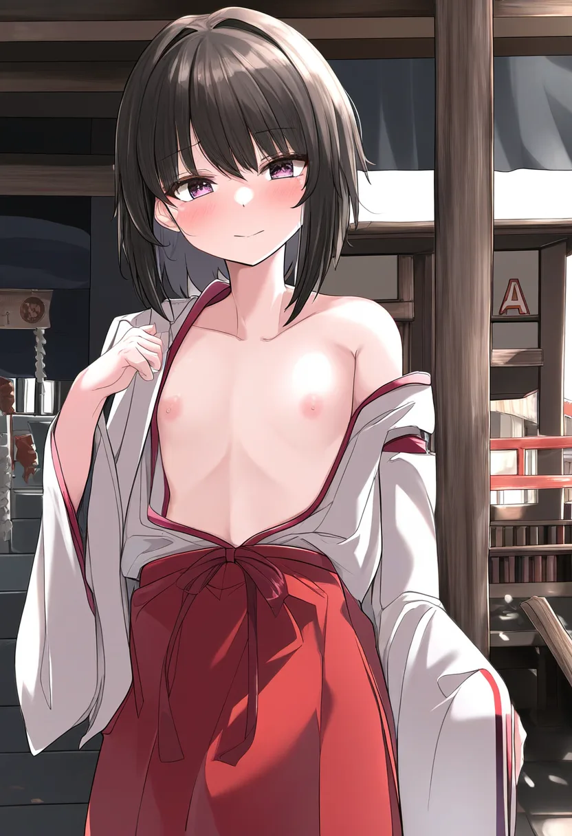 恥ずかしがらない巫女さん