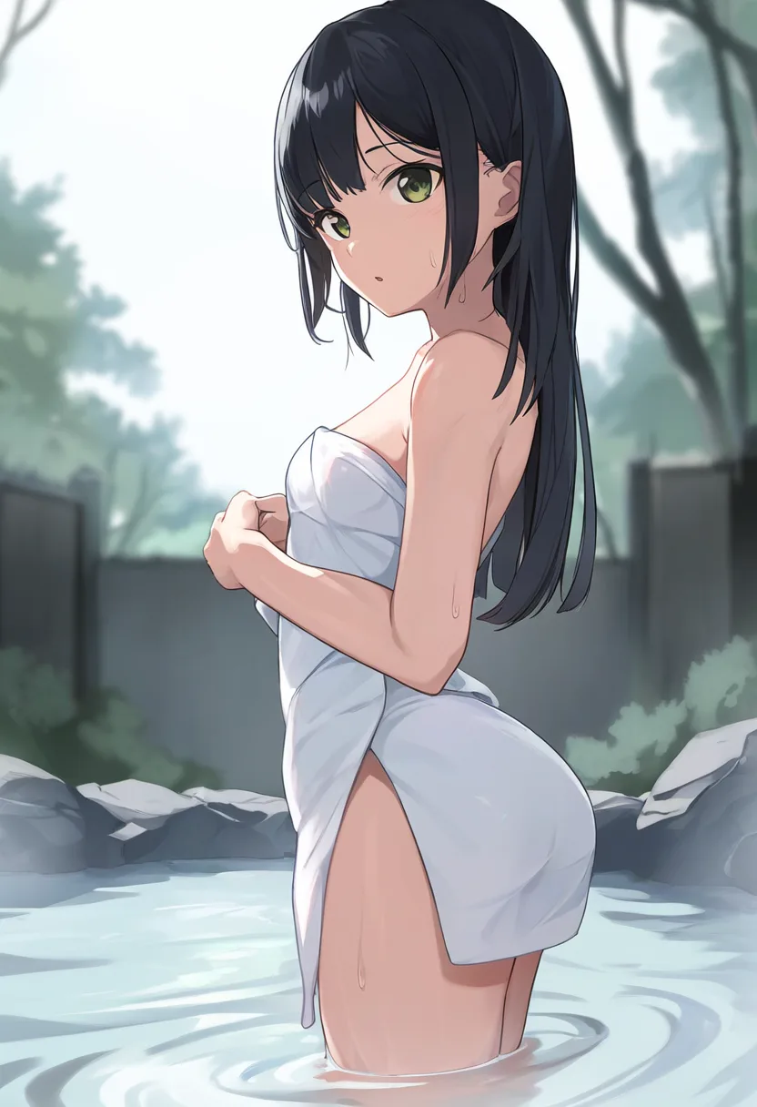 美乳先輩、タオルが外れる