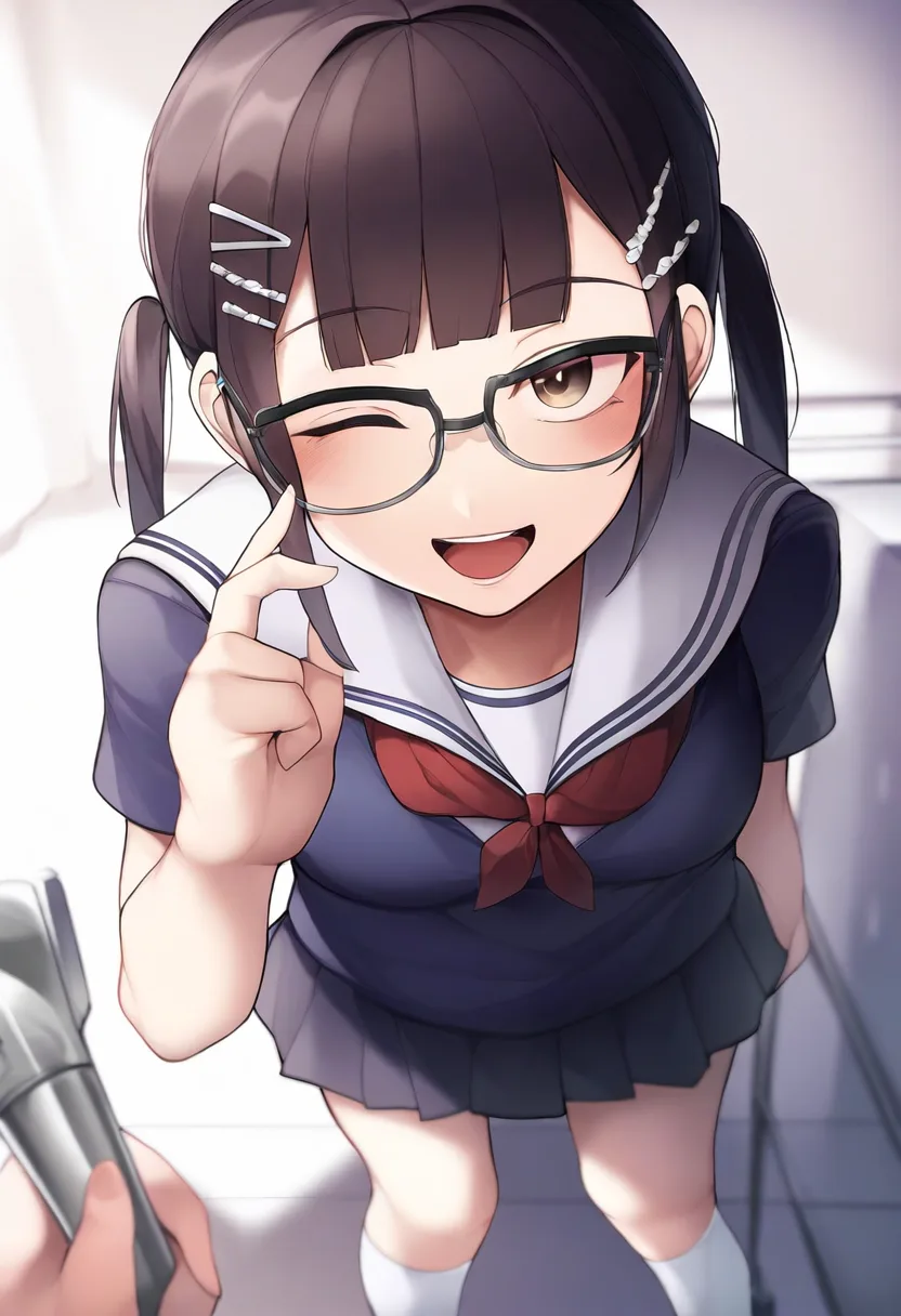 黒縁メガネな女の子が強気な感じ
