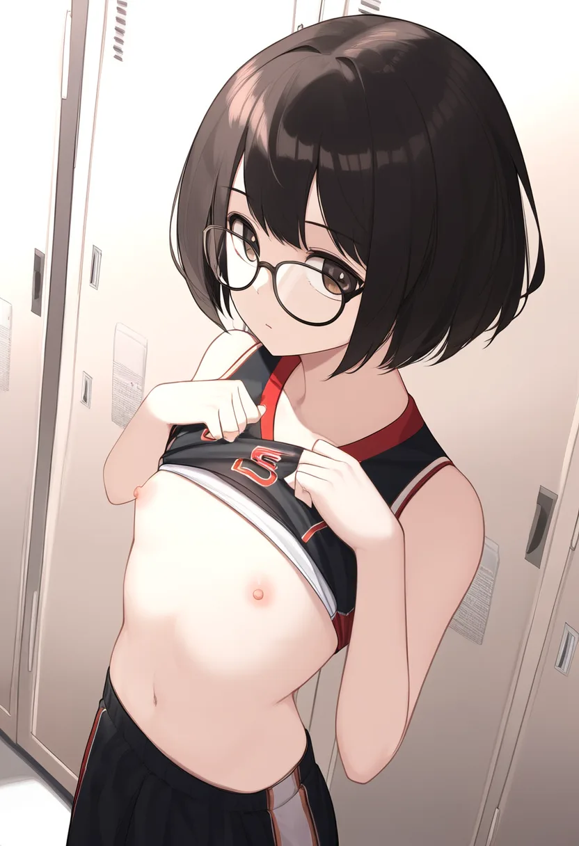 めがねバスケ少女おっぱい