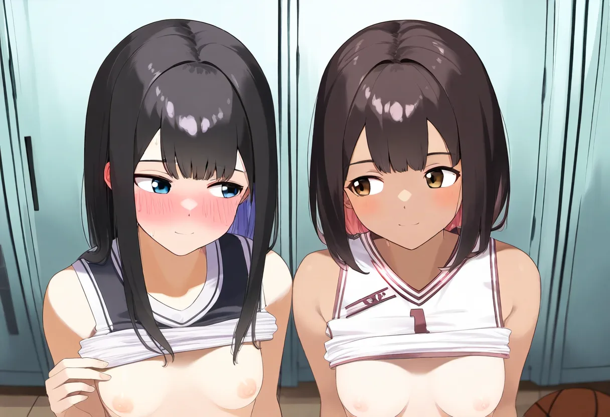 バスケ少女たちたくし上げ