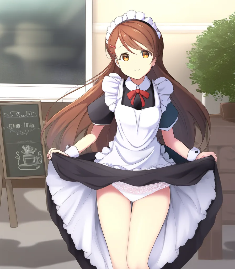 赤髪メイドさんたくし上げ