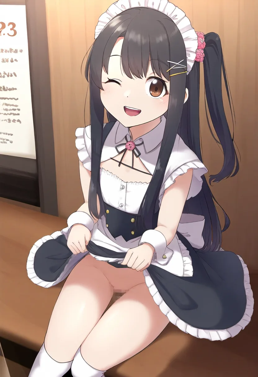 丸見えなのに恥ずかしがらないメイドさん