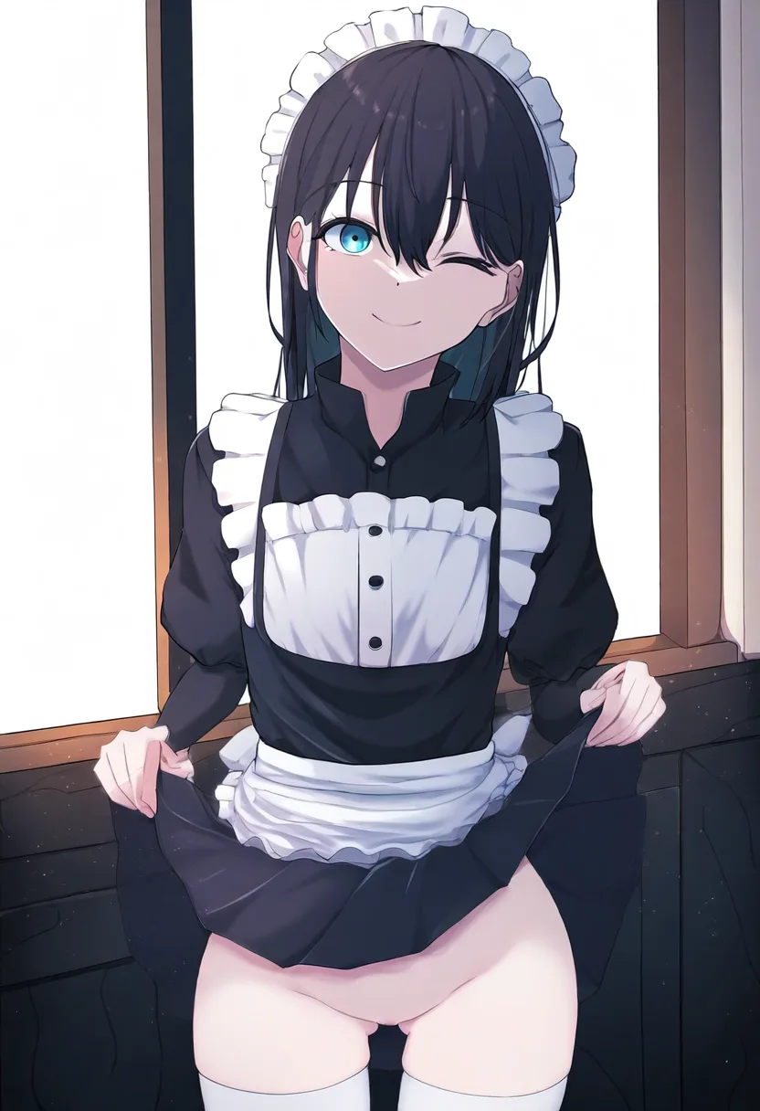 当然笑顔でたくし上げてくれるメイドさん。