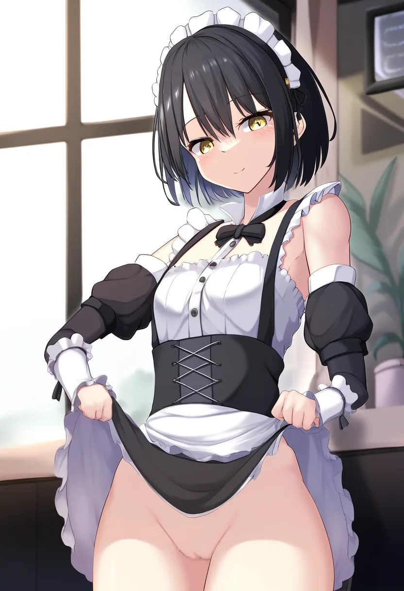 あれが丸見えのメイドさん。それなのに恥ずかしがっていない。