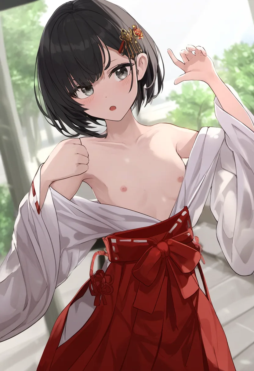 トップレス巫女さん