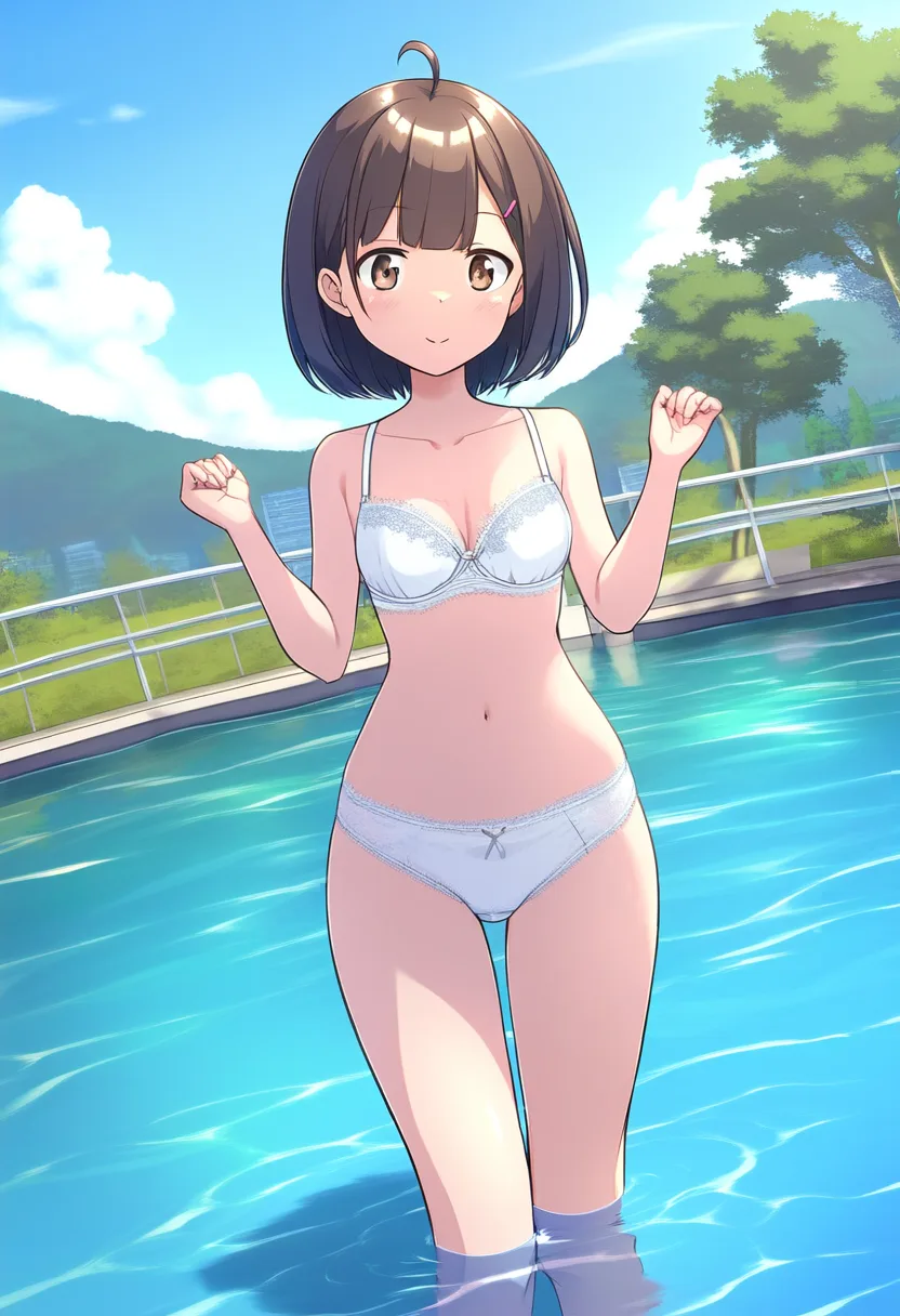 ショートヘア少女下着のみ