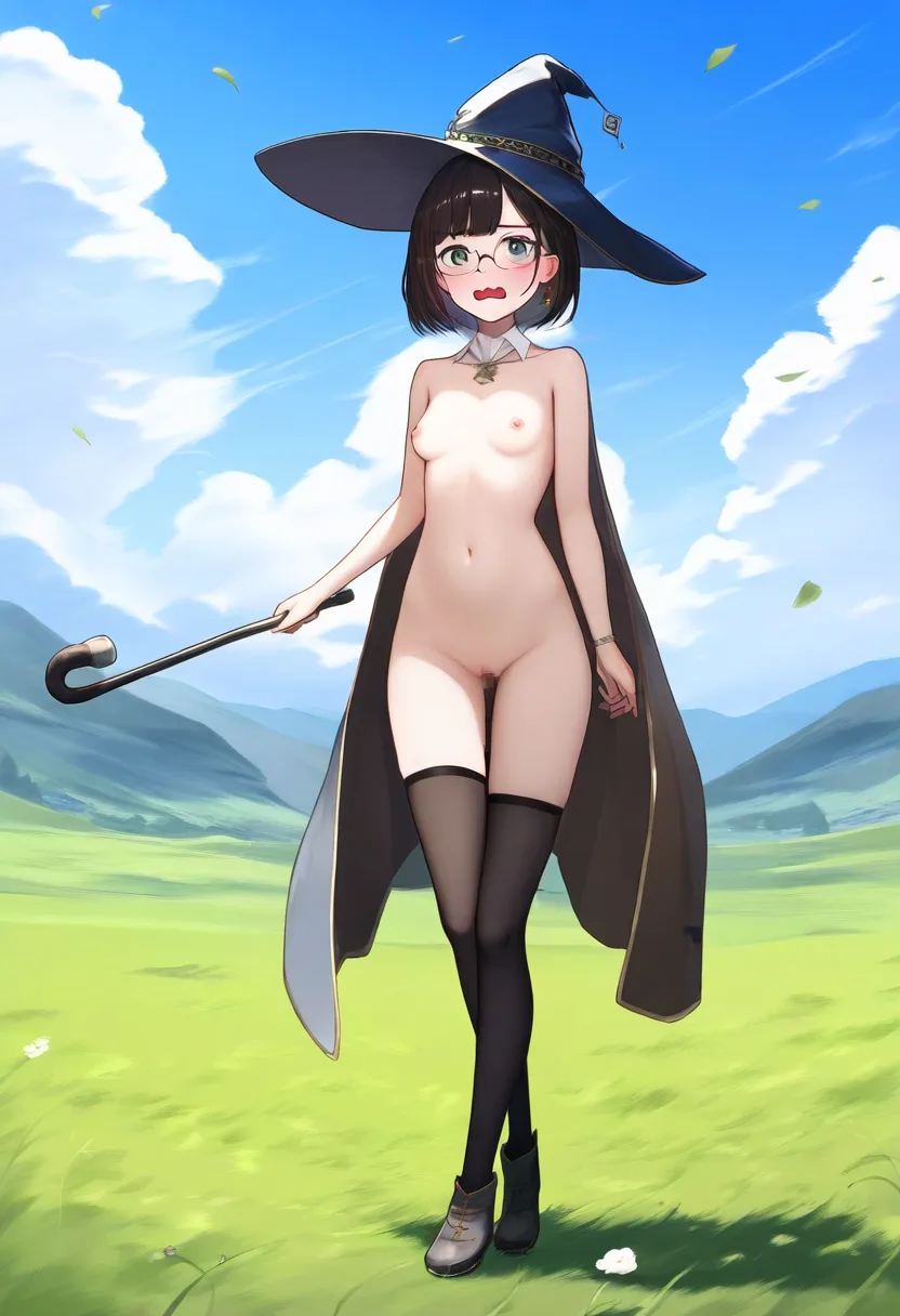 女魔法使いが全裸にさせられたことに気づく
