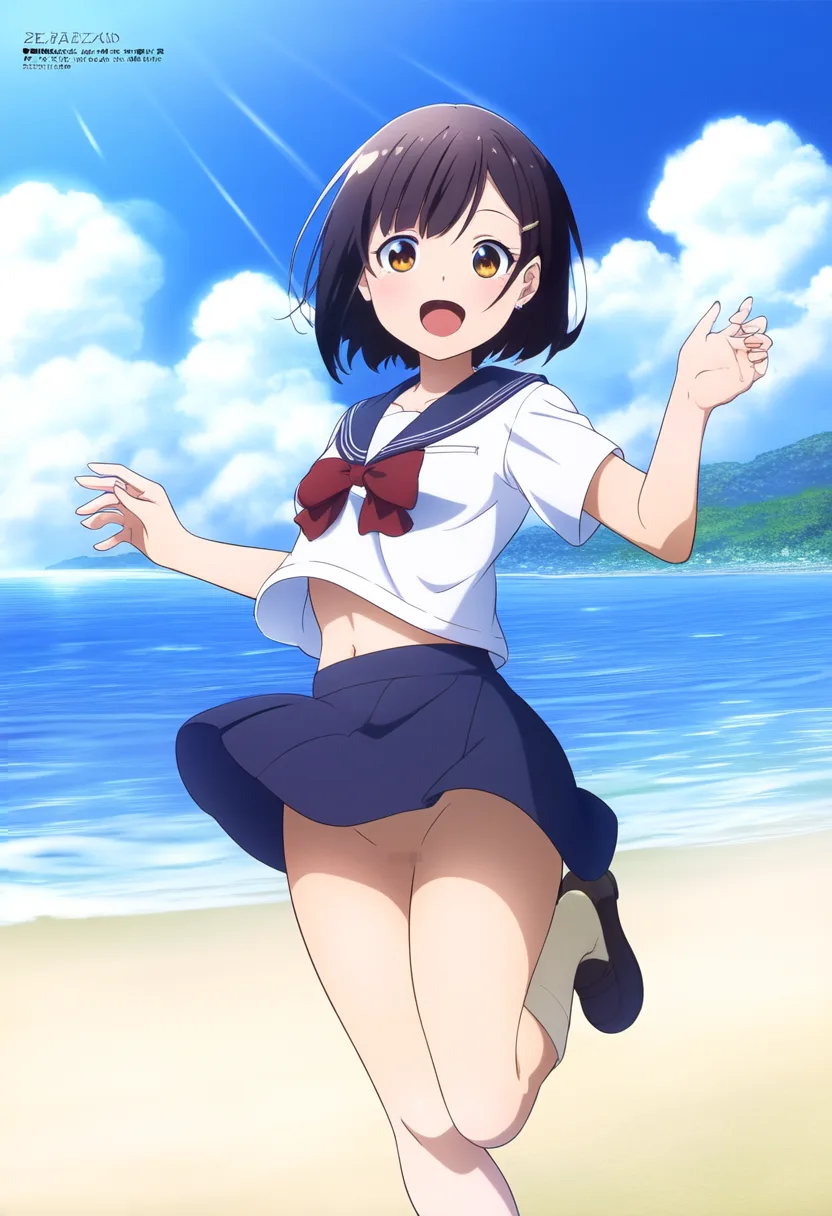 海ではしゃぐ女子ノーパン恥ずかしい