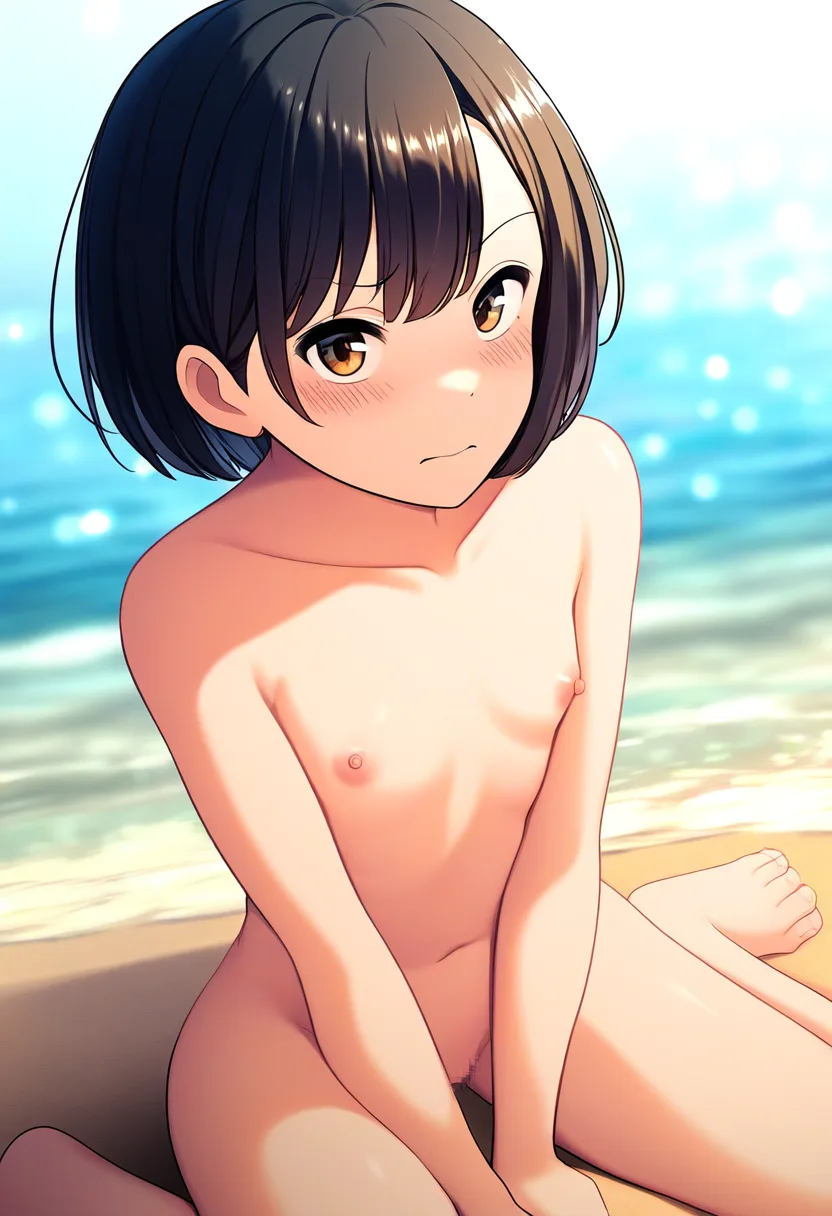 ピン、と弾きたくなる乳首の女子がヌーディストビーチで全裸
