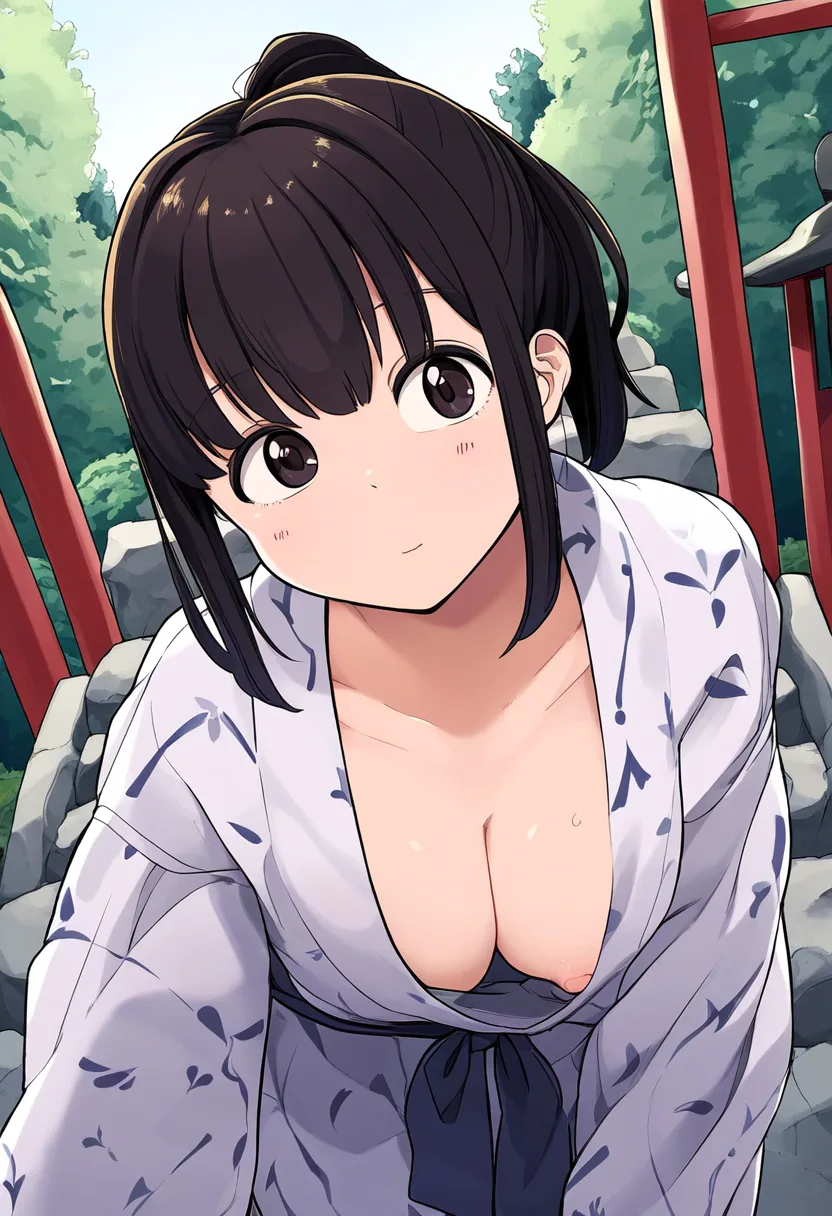 巨乳が浴衣から溢れる女子