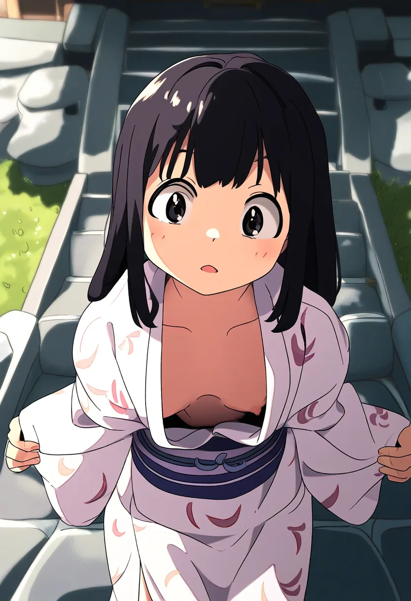 浴衣がダブダブでおっぱいが溢れ見える女子