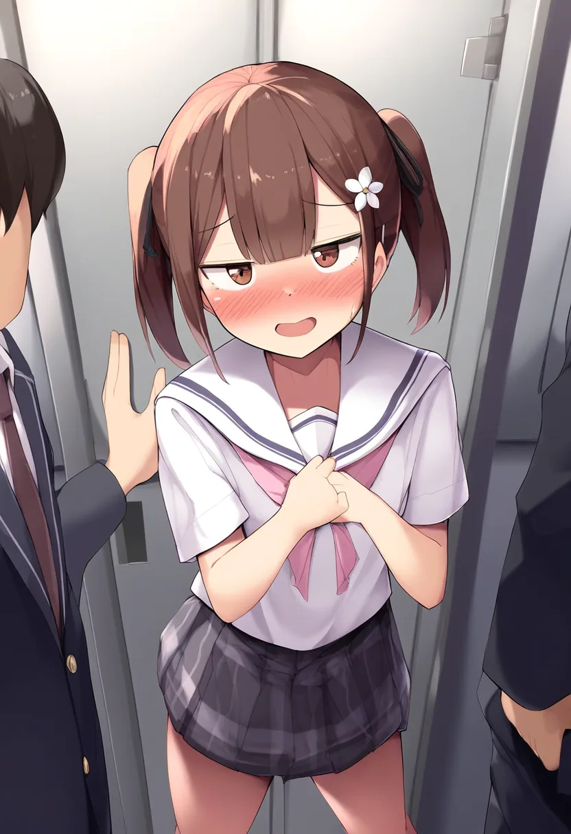 元気そうな女の子がはにかみながら着替え開始。