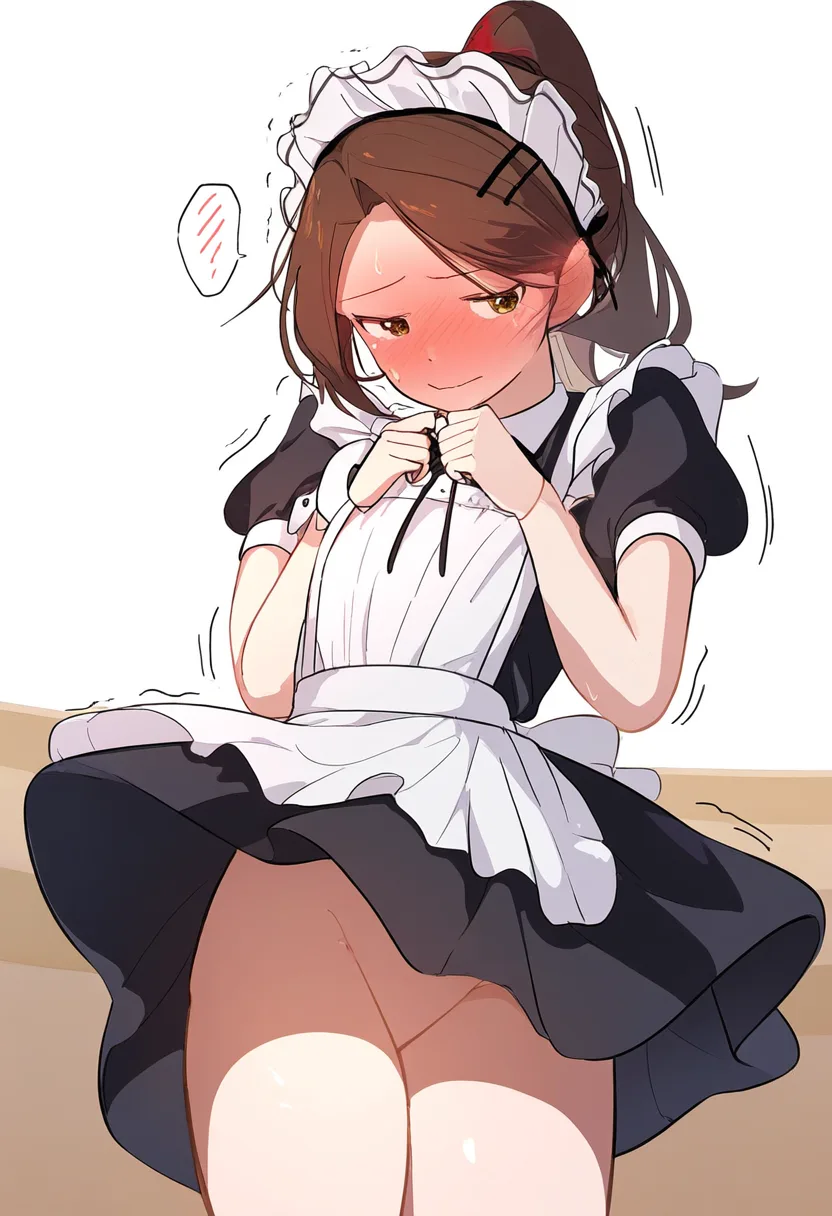 これ以上ないくらい顔を赤らめて丸見え女子。