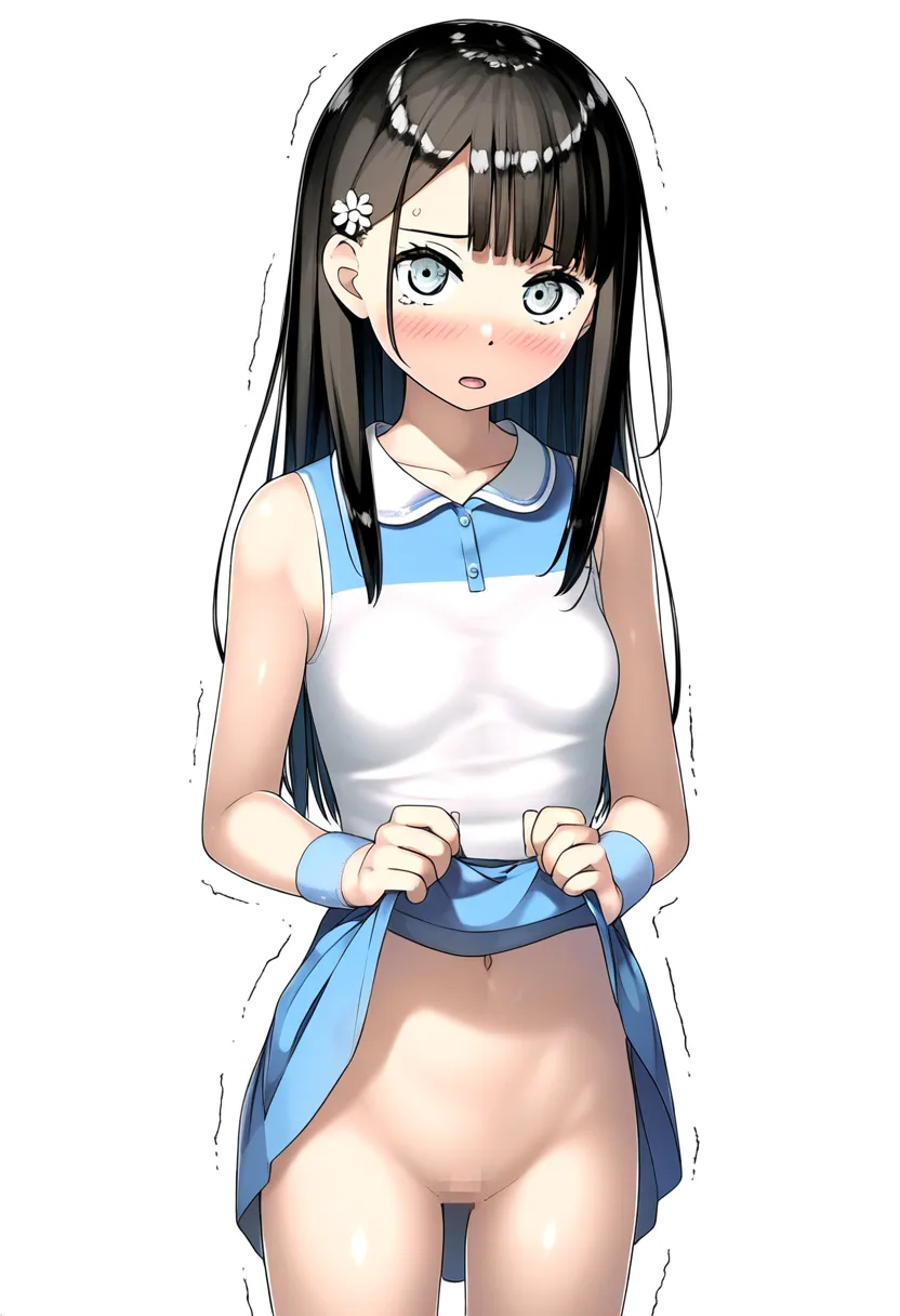 ルール出し仕方なくたくしあげる女子。