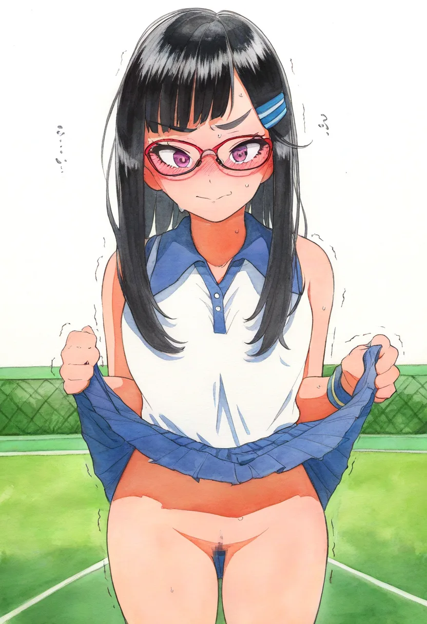 文型女子がテニスをやるとたくしあげることになる。