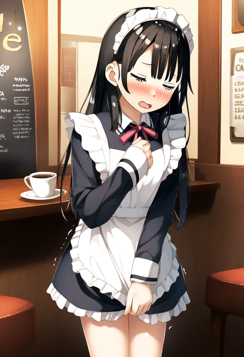 まだたくし上げる勇気が出ないメイドさん。