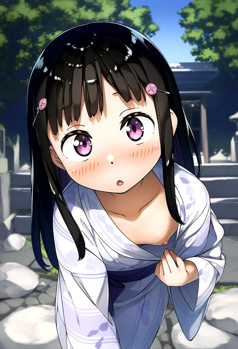 無邪気すぎて気づいていないおっぱいチラリ浴衣女子