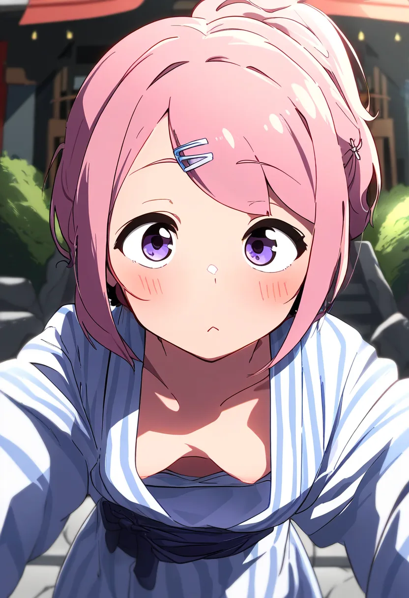 ピンク髪のおっぱい溢れた女子