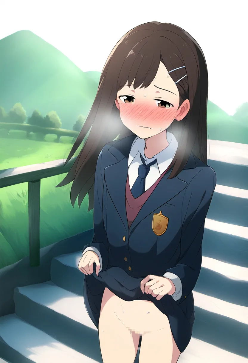 恥ずかしがりながらまんちら女子