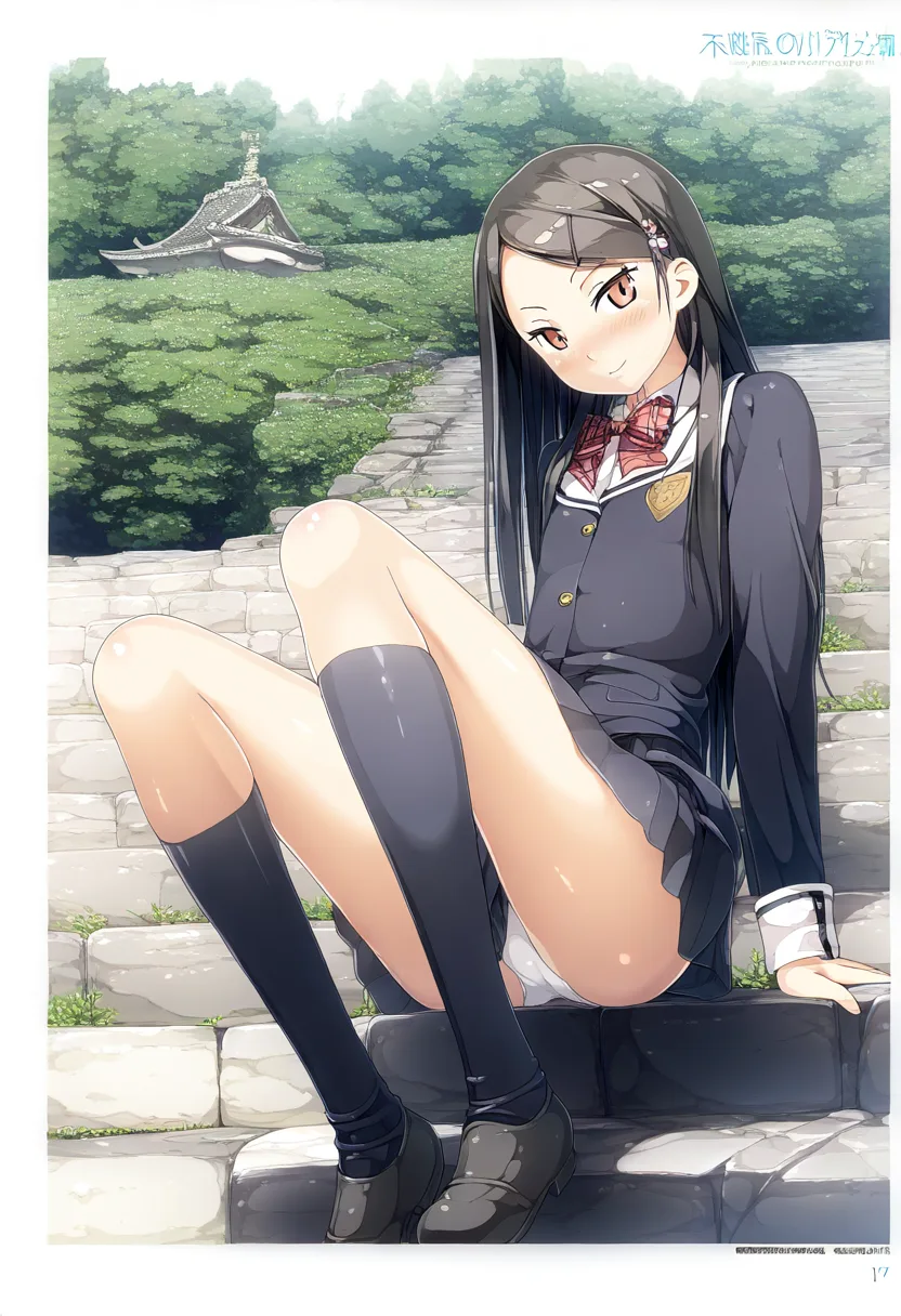 お嬢様系女子のパンツが見えてるのに気づいていないのが良い。