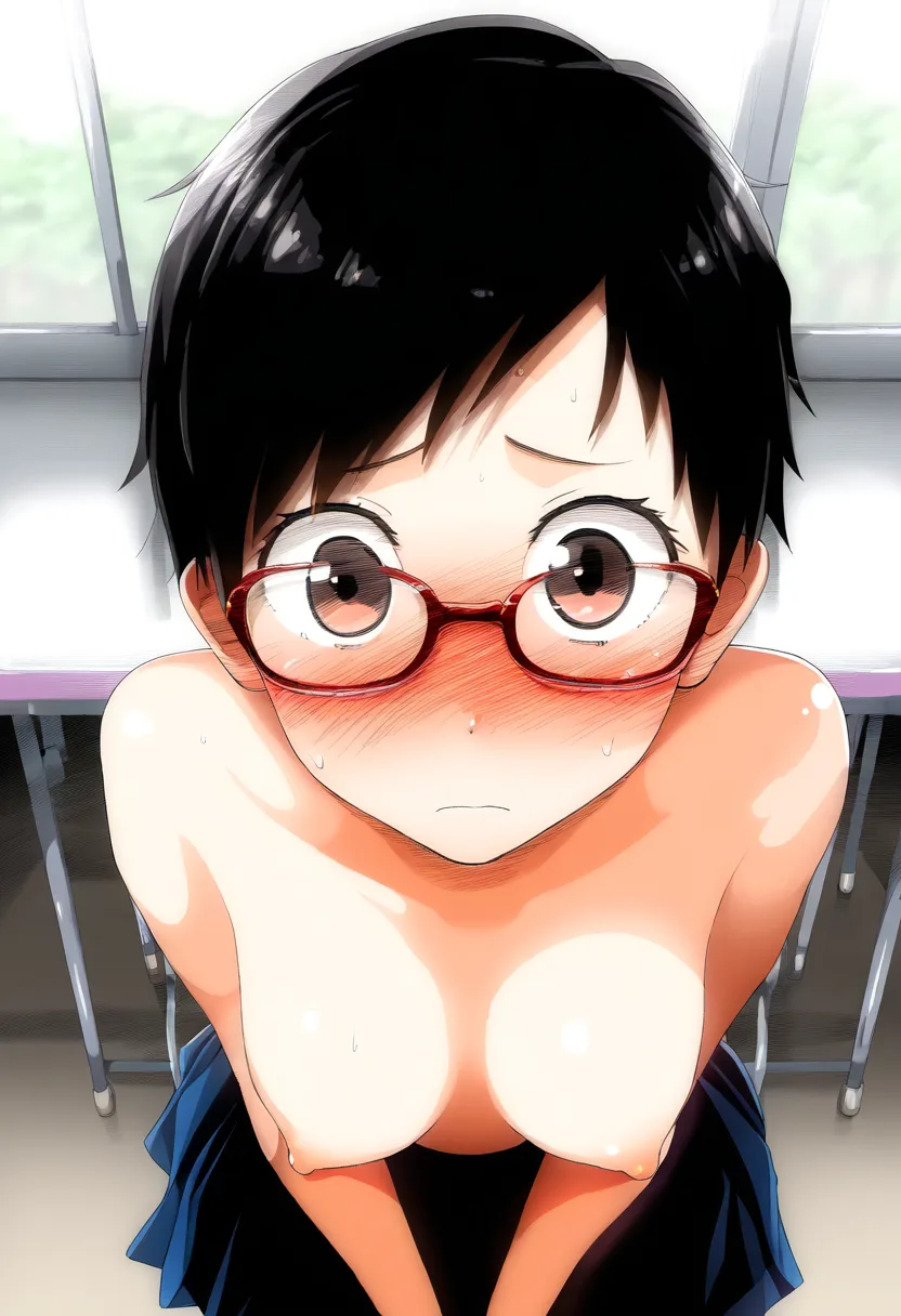ちょうど健康診断中の可愛らしいメガネの女の子