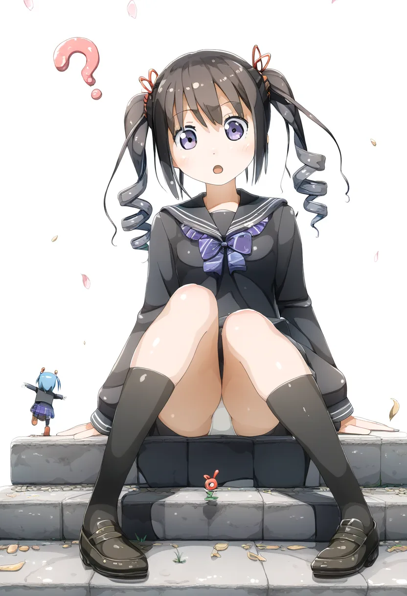 ツインテ女子さんがパンツ見えてるのに気づいていない