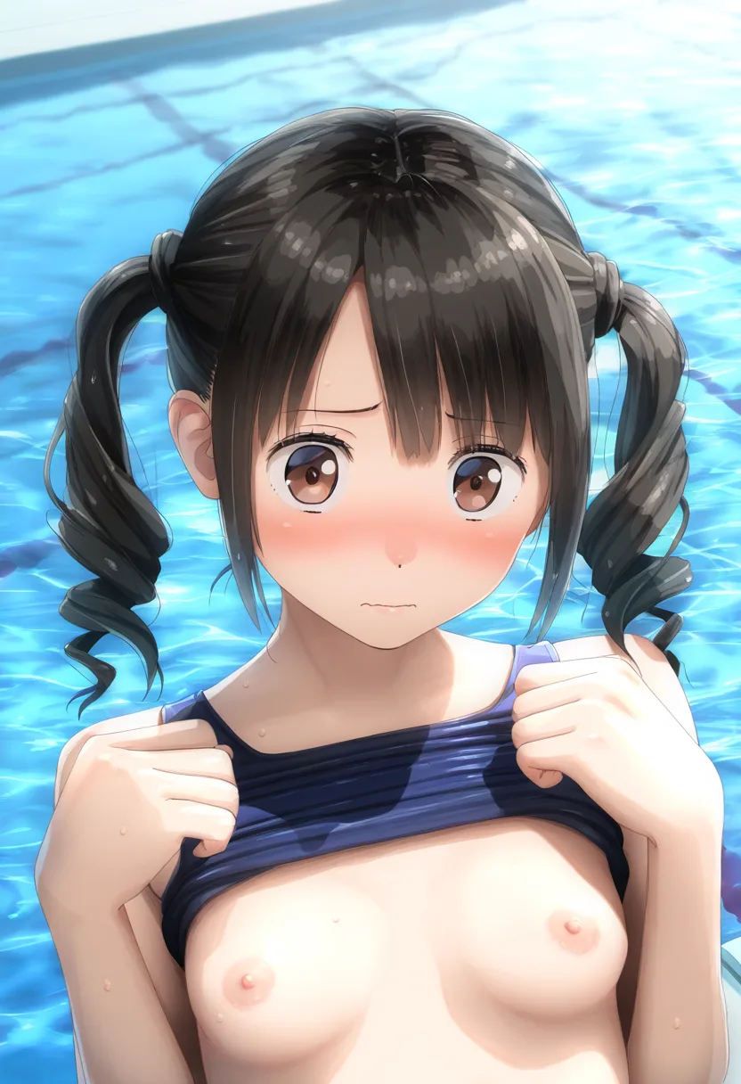 ツインテ縦ロールのたくし上げおっぱい。