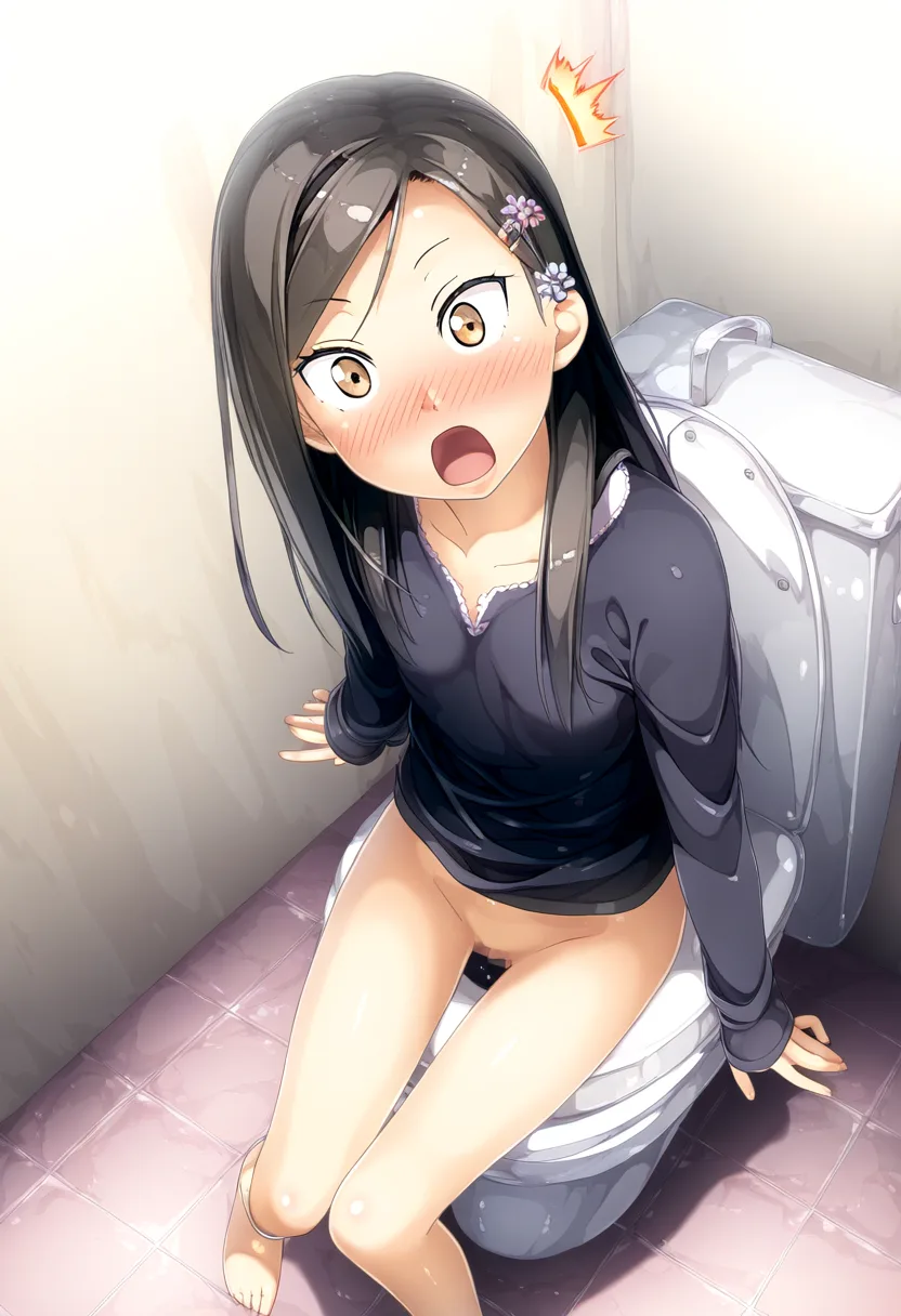 トイレでお◯んこ丸見え黒髪ストレートお嬢様