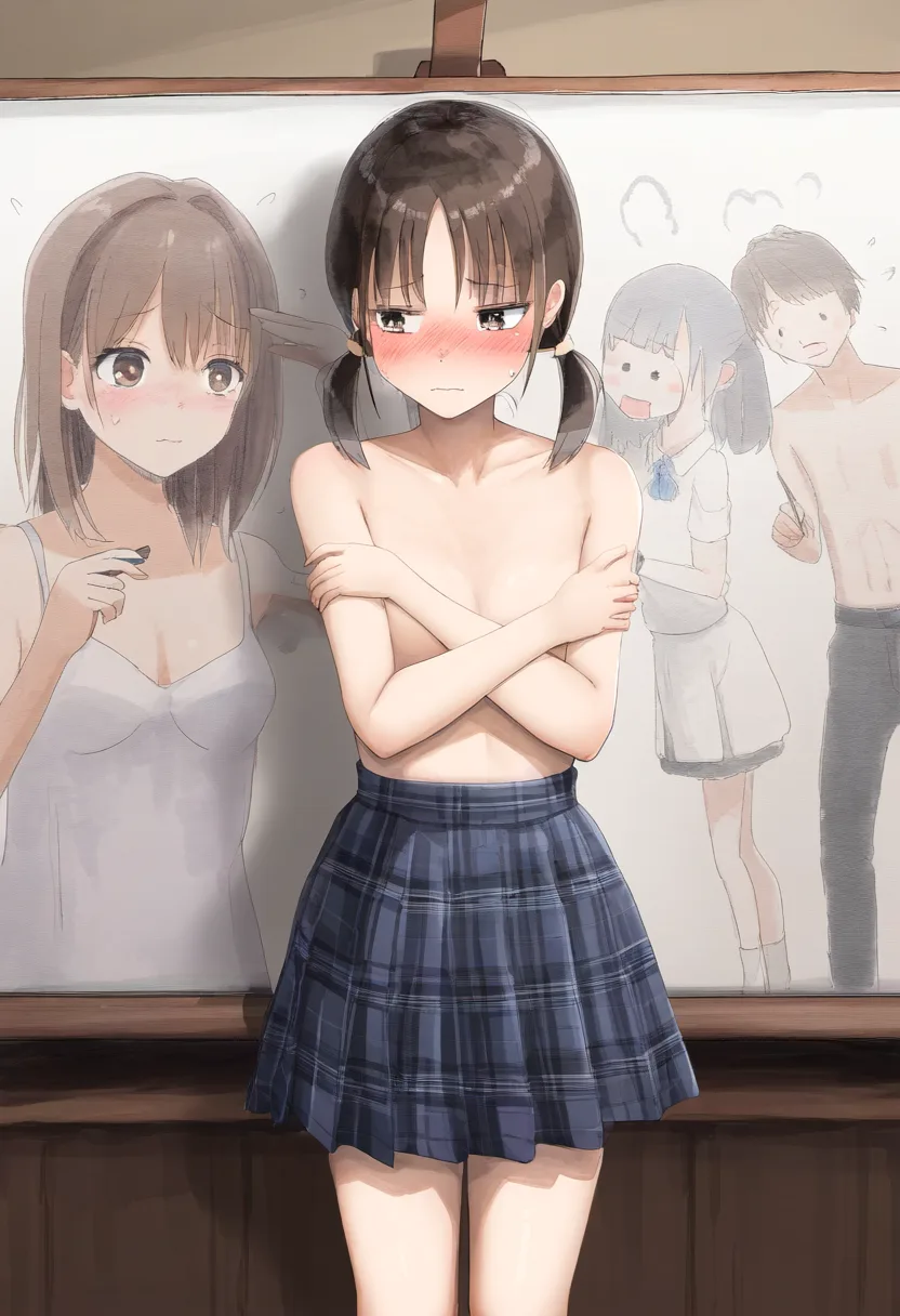 ヌードモデル女子。ツインテールで。