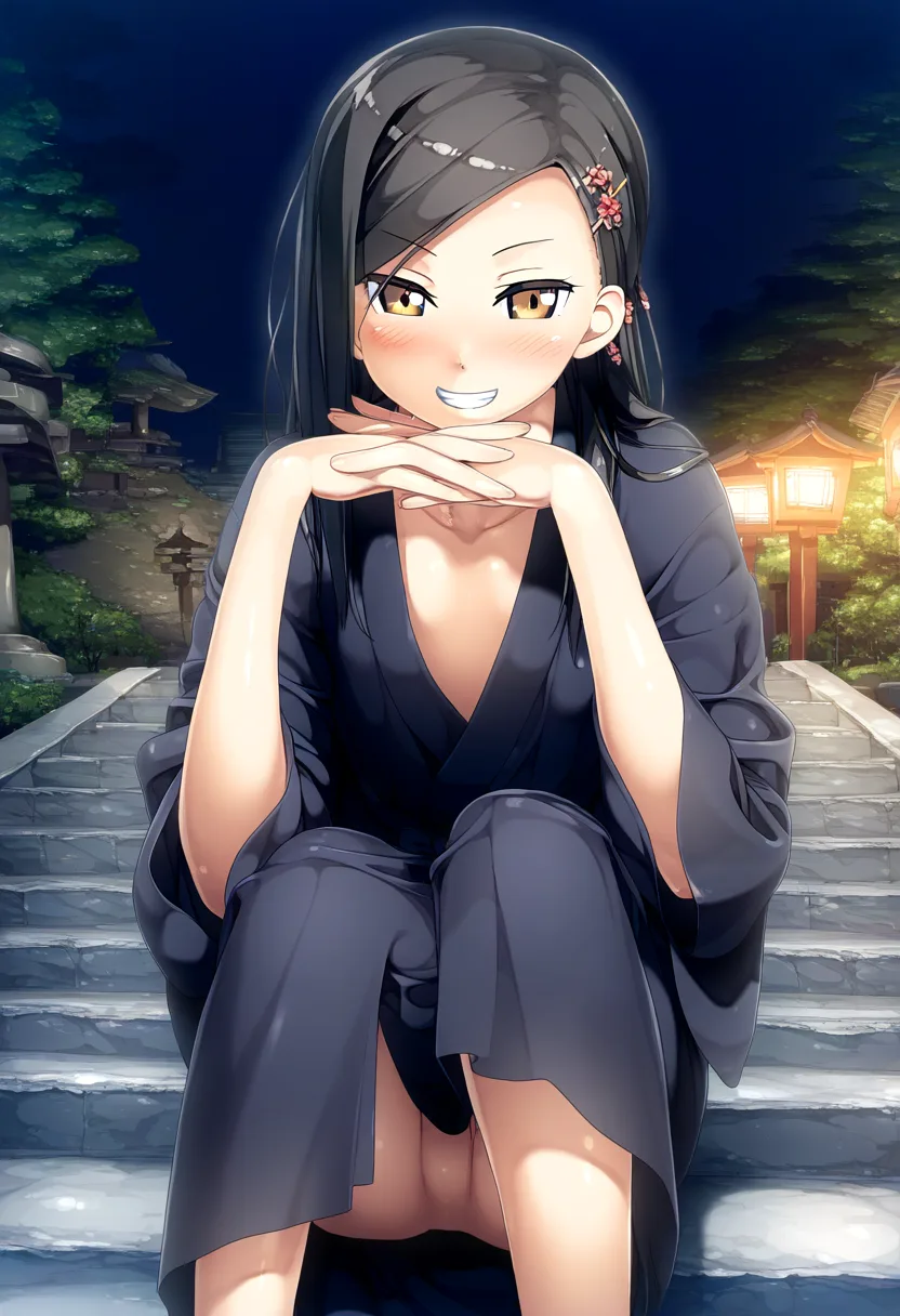 マンちらしてる黒髪ロングのお嬢様