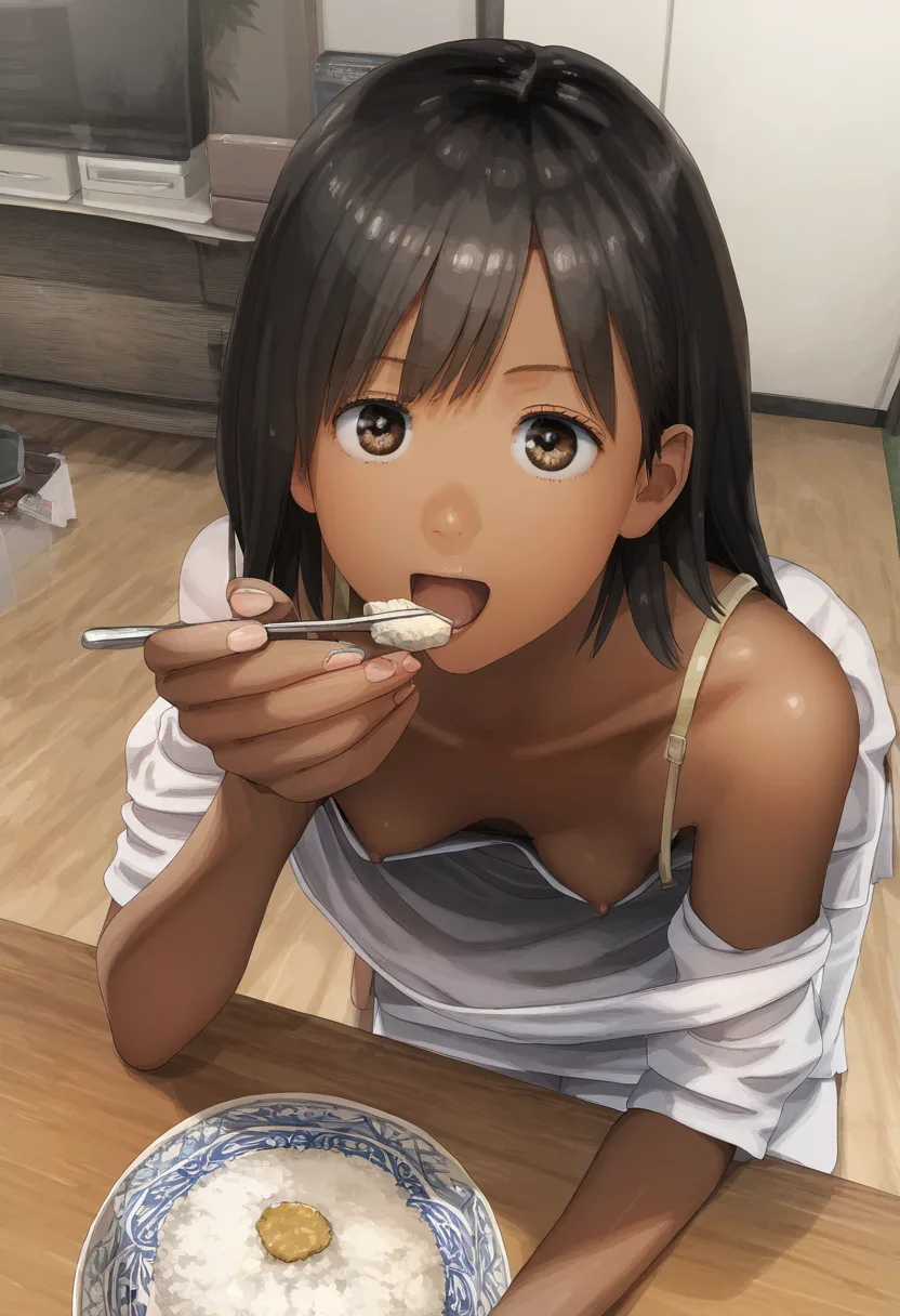 乳首がスリップして見えている女子。