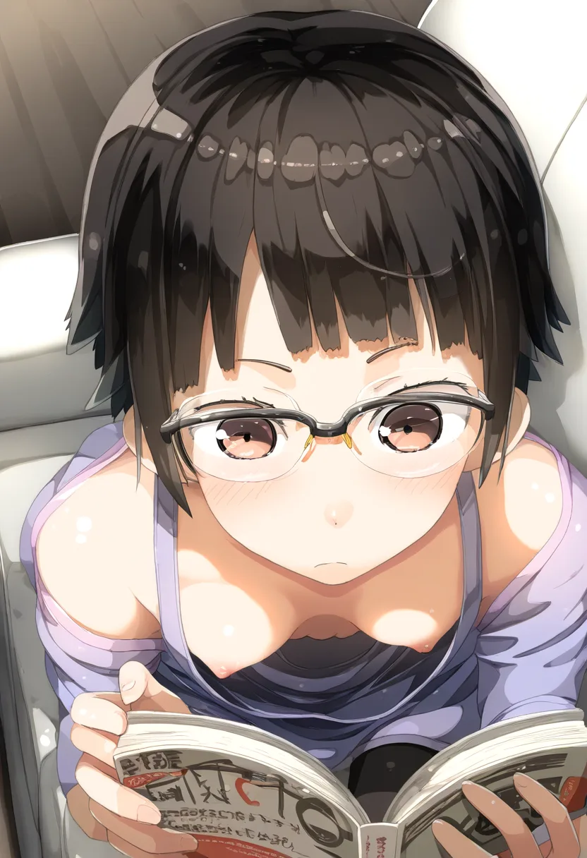 元気なメガネ系女子の乳首が可愛い