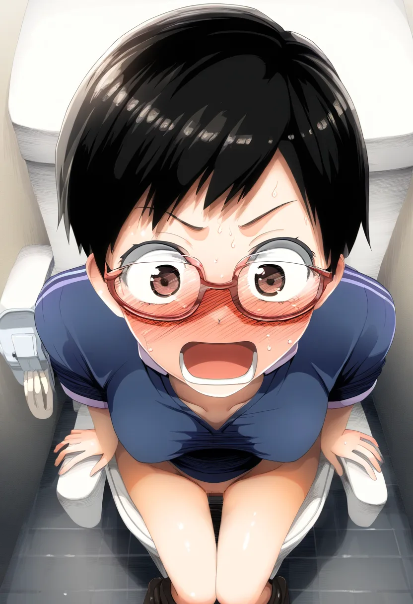 元気メガネ女子とトイレで遭遇してしまう