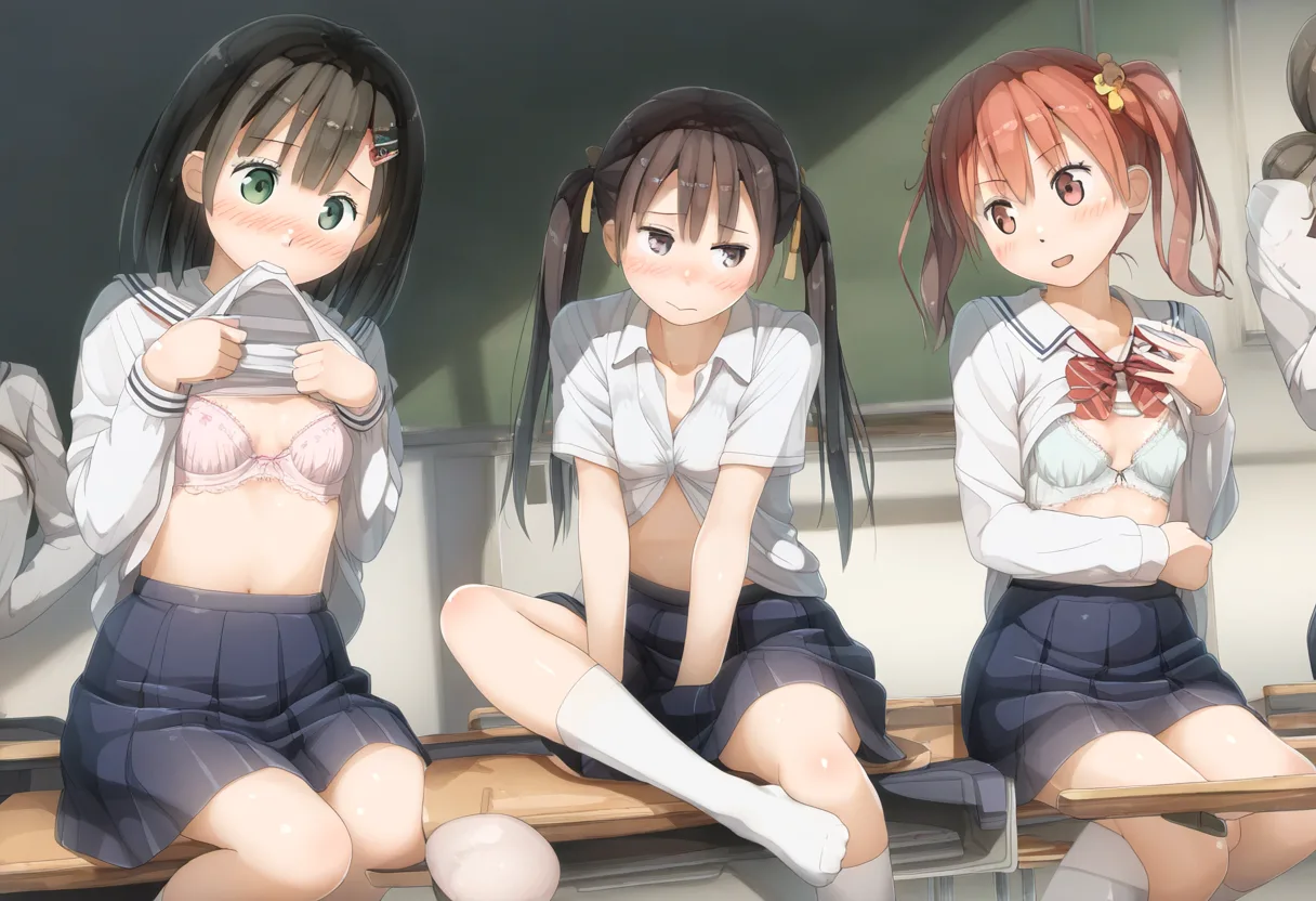 咥えてブラ見せしてくれる娘