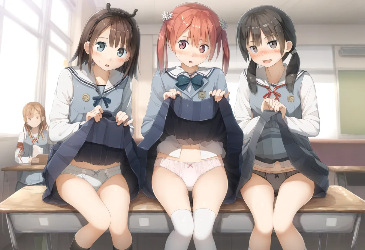 大丈夫?ぱんつ見る?な三人。