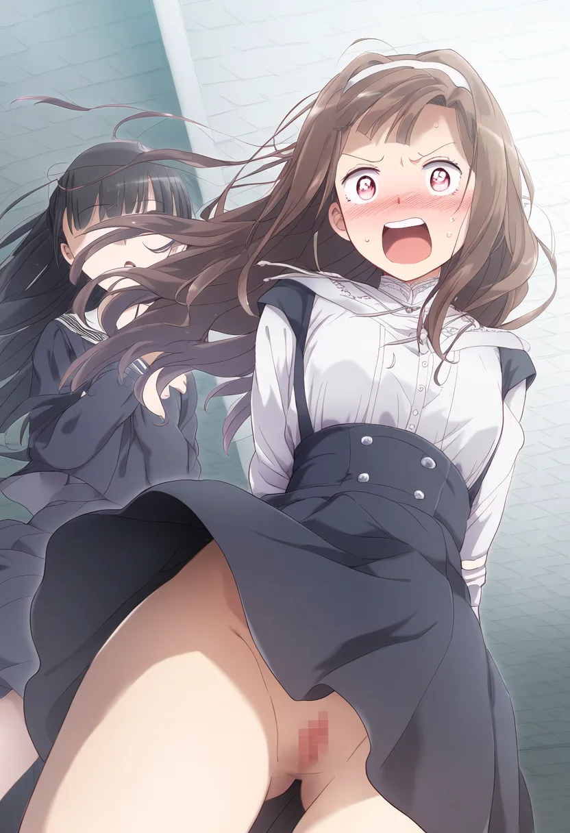 怒る女子。丸見えの状態で。