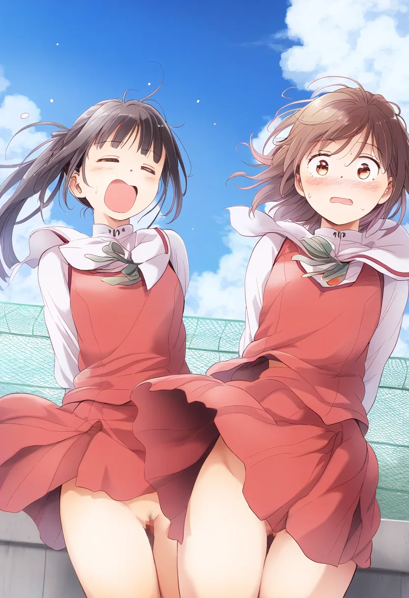 見えちゃう二人はやらかし女子。