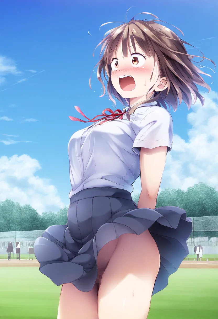 風が強くてノーパンでふわりな女子。