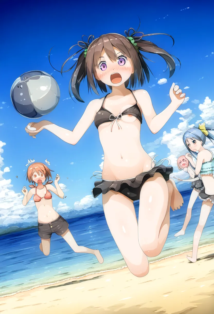 黒髪のツインテール女子のおっぱいポロンな事故