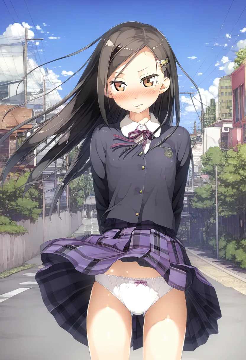 黒髪ロングのお嬢はパンチラで恥ずかしい