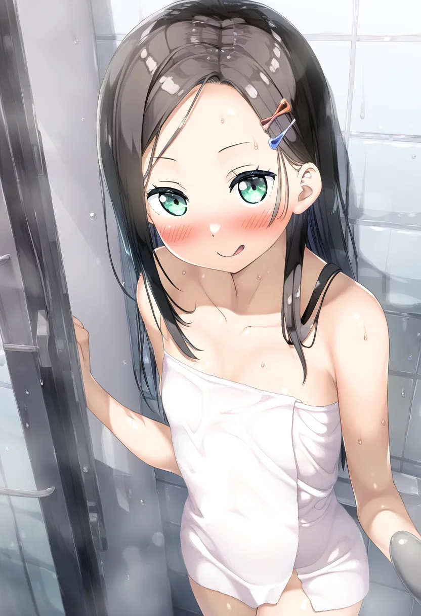 シャワーを浴びようとして出会したおでこヘアピン可愛い女子