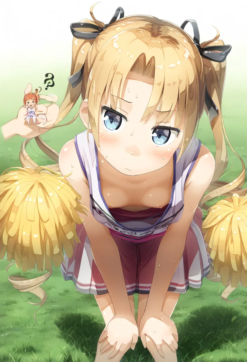 チアリーダーでポロリしちゃったツインテールな金髪女子