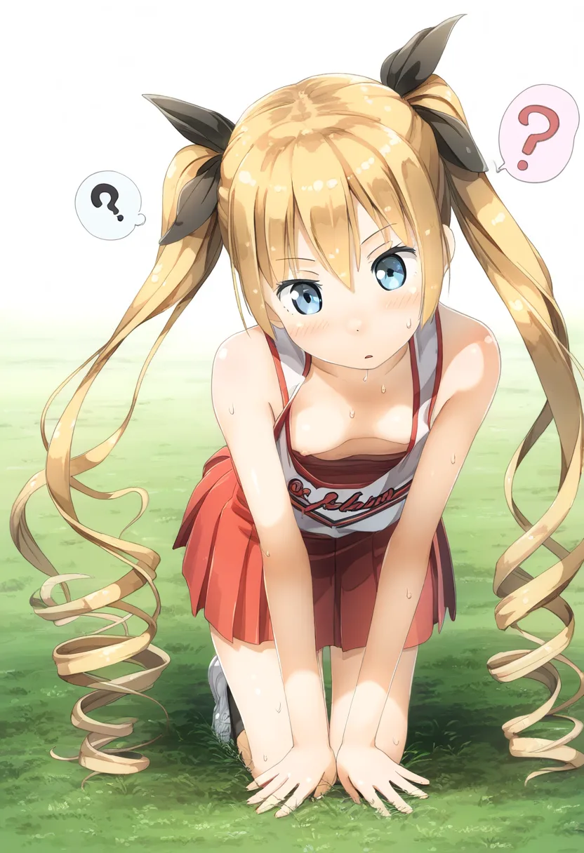 チアリーダーでポロリするツインテール金髪娘